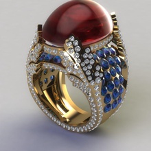 oval anillo de piedra la joyería paso elevado bluesapphire saphaire los anillos 3d print model - Mito3D