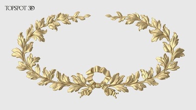 oval wreath carved carving onlay baroque interior design moulding finishes cnc classic furniture art leaf relief bow highpoly 3dprint decoration 3d print model - Mito3D