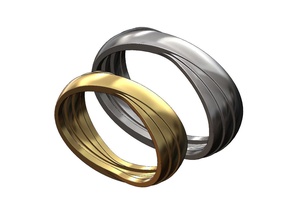 sovrapposizione bande squillare nozze Fidanzamento moda gioielleria stampabile oro argento sterlina lusso moderno gruppo musicale diamante platino geometrico abbigliamento anelli 3d print model - Mito3D