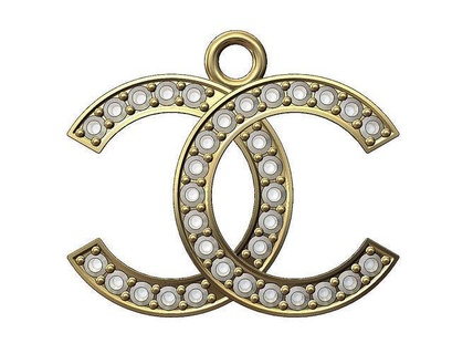 overlapping chanel logo diamond pendant jewelry printable sign gold silver ornament jewellery fashion luxury accessories symbol necklace charm bracelet sterling pendants 3d print model - Mito3D