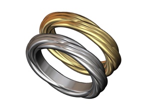 überlappend Seil Zöpfe Ring Hochzeit Engagement unauffällig Mode Schmuck druckbar Gold Silber Sterling Luxus Zubehör modern klassisch minimalistisch einfach flechten geflochten Ringe 3d print model - Mito3D