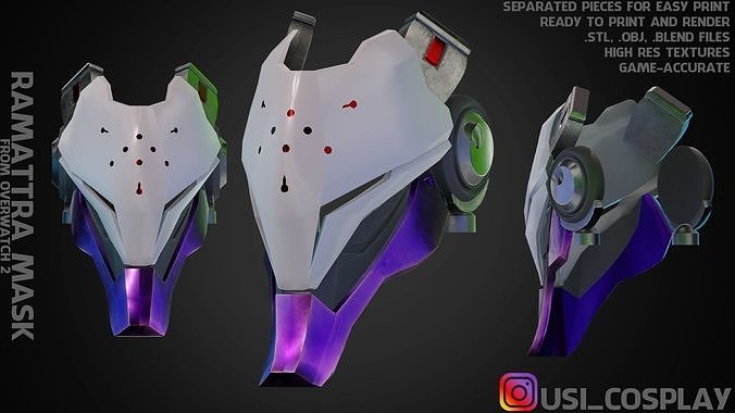 overwatch 2 ramattra mask cosplay ramattra blizzard overwatch cosplay videogame character mask models games toys games costume helmet armor kiriko gaming art scans replicas scans replicas  3D print model - Mito3D