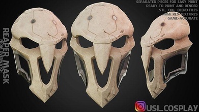 overwatch reaper mask cosplay sculpture art helmet game tracer dva skull blizzard cosplayer nerd bone character scans replicas 3d print model - Mito3D