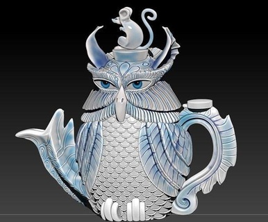 owl-shaped teapot stl ready pottery art design decoration sculpture statue houseware jar teapot deco general decor tableware ceramic clay house kitchen dining kitchen dining  3d print model - Mito3D