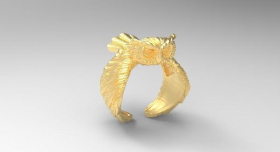 eule ring 3d drucken modell gold mode druckbar silber ringe schmuck juwel platin tier sterling 3d print model - Mito3D