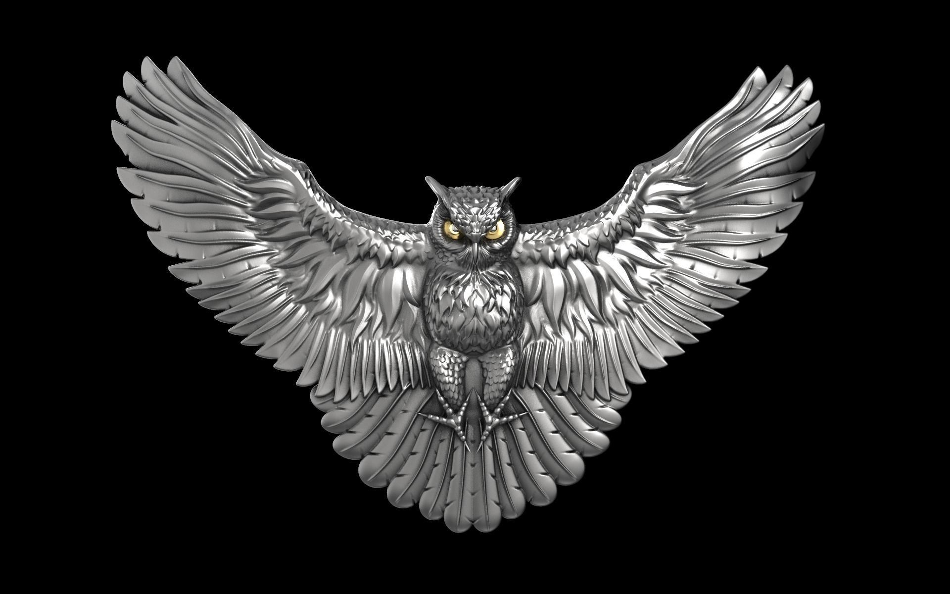 chouette attaques bijoux owl d'oiseaux de la plume l'aile griffe pendentifs 3D print model - Mito3D
