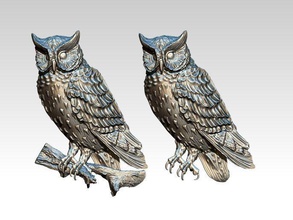 hibou oiseau owl d'oiseaux enneigées de la plume nature d'hiver prédateur animal imprimable joyau pendentif relife bijoux pendentifs 3d print model - Mito3D