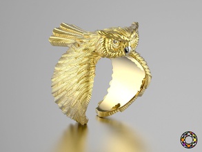 owl fashion ring 0156 challenge gold platinum silver diamond jewelry jewellery style stl cnc replica imitation fake test printable print stereolithography rings 3d print model - Mito3D