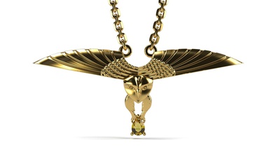 búho colgante en oro la joyería de el blanco imprimible owl ala moda colgantes 3d print model - Mito3D