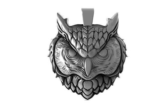 owl head pendant 2 bird keychain jewelry art fashion animal nature pendants 3d print model - Mito3D