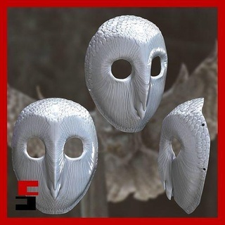 gufo maschera 3d modello stl viso testa gufi animale 3dmodel 3dprint animali natura uccello arte stampabile moda 3d print model - Mito3D