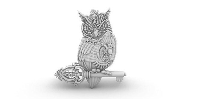 baykuş mekanik kolye 3d yazdır model kuş saat mekanizması ave baykuşlar stilize tasarım pingant çılgın heykel sanat rahatlama uygulamak takı 3d print model - Mito3D