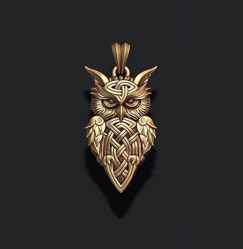 owl ornaments pendant necklace wood texture ornamental viking celtic keltic keltik celtik qeltiq celt kelt bird feather featherbird fly fure zbrush oul jewelry pendants 3D print model - Mito3D