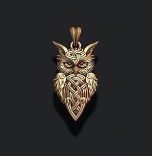 hibou ornements pendentif Collier bois texture ornemental viking celtique keltic celtik qeltiq Celte daté oiseau plume mouche voler zbrush oul bijoux pendentifs 3d print model - Mito3D