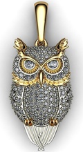 hibou pendentif soulagement bijoux chouette collier or cadeau argent sterling fraisage 3dprint bijou oiseau sculpture cnc pendentifs 3d print model - Mito3D