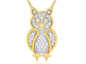 owl pendant jewellery printable diamond gold silver wedding jewel sterling white brilliant platinum precious necklace pendants jewelry 3d print model - Mito3D