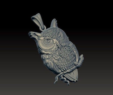 owl pendant bird sculpture nature bas relief oul fly necklace gold silver printable statue feather pendants cad jewelry 3d print model - Mito3D