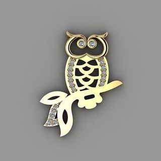 owl pendant gold silver ring fashion sterling printable jewel jewellery brilliant diamond beauty jewelry wedding pendants 3d print model - Mito3D
