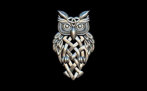 owl pendant art disjunct retro figure symbol visuals decoration handmade traditional illustration animal buho jewel ornament infinity infinito jewelry pendants 3d print model - Mito3D