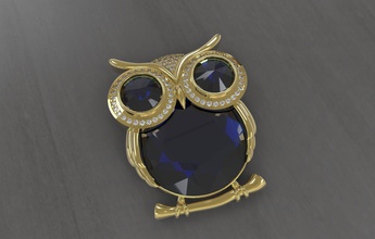 chouette pendentif bijoux owl le saphir l'émeraude huée dirde pendentifs pierre diamant gem d'argent engagem or 3d print model - Mito3D