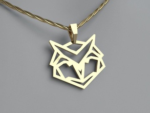 chouette pendentif bijoux owl animal d'oiseaux or d'argent l'origami géométriques pendentifs 3d print model - Mito3D