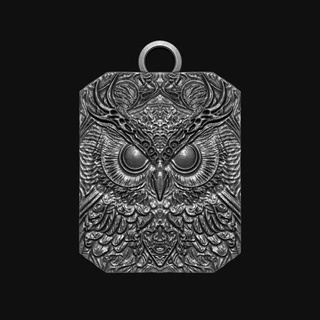 owl pendant 3d print model jewelry jewellery silver necklace printable jewel gold diamond nature zbrush gem ring pendants bird oul animal rings 3d print model - Mito3D