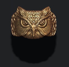 bague de chouette bijoux 583 585 750 925 l'habillement d'oiseaux la plume featherbird mouche fure or joyau nature l'anneau les anneaux d'argent zbrush owl 3d print model - Mito3D