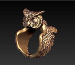 owl ring jewelry cool gold silver sterling cad gem cute boho bohemian animal bohochic bird icon nature realistic funny lovely rings 3d print model - Mito3D