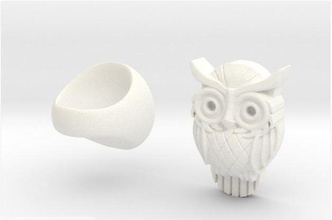 owl ring jewelry hoot detachable rings 3d print model - Mito3D