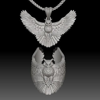 hibou bague pendentif sculpture bijoux or Collier imprimable bijou mariage luxe brillant sterling argent perpétuel engagem animal pendentifs oiseau plume art 3d print model - Mito3D