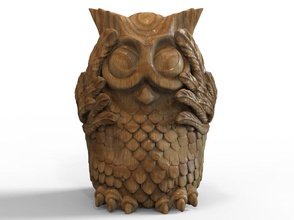 owl sculpture art statue bird wood figurine nature decor owls sculptures 3d print model - Mito3D