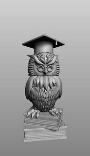 gufo insegnante 3d Stampa modello animale uccello scultura scolpire stilizzato figurina scienziato scuola piuma alunno statua arte sculture 3d print model - Mito3D