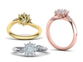 eigenes design engagement ring diana 3dmodel Schmuck einzigartigen halo-ring israel usa Kanada Diamanten genial Ringe Versprechen cad 3dring bedruckbar ist gold-ring klassische 3d print model - Mito3D