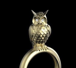 own ring jewelry owl bird jewelery gold silver animal rings 3d print model - Mito3D