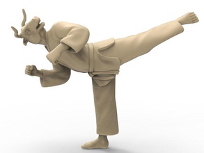 ox espalda golpear kárate acción figura figura héroe personaje animal humano hybird marcial gimnasio puñetazo toro vaca juguete juguetes impresión arte esculturas 3d print model - Mito3D