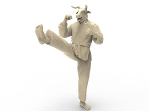 buey patada de frente art ox el karate acción figura actionfigure carácter marcial super héroe humanos híbrida lucha juguete los juguetes la impresión imprimible las esculturas 3d print model - Mito3D
