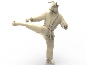 ox roundhouse kick karate action figure actionfigure character martial super hero human hybird fight toy toys print printable statue punch art sculptures 3d print model - Mito3D