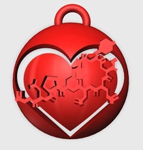 oxytocin heart pendant 2 jewelry valentine challenge keychain love geek pendants 3d print model - Mito3D