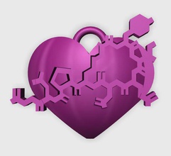 la oxitocina colgante de corazón joyería san valentín reto el amor geek romance colgantes 3d print model - Mito3D