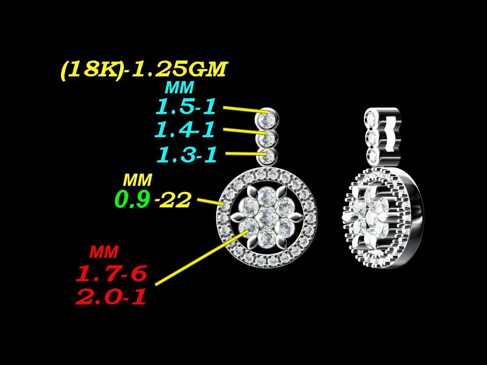 p-4-2 jewelry beautiful diamond pendant pressure bezel micro setting pendants 3D print model - Mito3D
