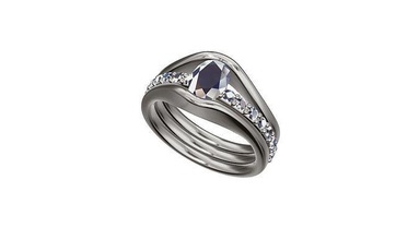 p199 anel trio rinoceronte matriz imprimível noivado diamante brilhante moda precioso luxo gema joalheria platina arte argolas 3d print model - Mito3D