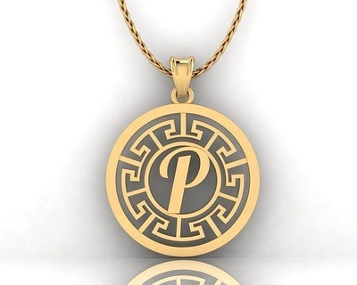 p letter pendant jewelry pendants font gold alphabet jewel printable silver language necklace abc jewellry 3d print model - Mito3D
