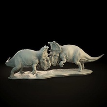 paquirinossauro brigando pretendido 3d impressão dinossauro criatura ceratopsídeo ceratopsiano herbívoro miniatura figura fignurina mini animal réptil extinto imprimível escultura arte esculturas 3d print model - Mito3D