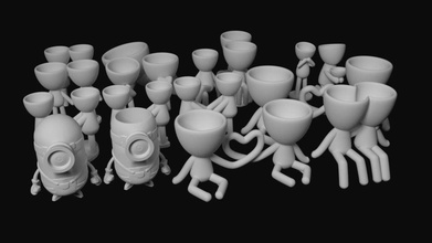 pacote 17 envasado plantas 1 lacaio modelo stl vasos estilo robertplant stlmodel preparação 3dmodel potes tamanho pote potsfor3dpriting arte esculturas 3d print model - Mito3D