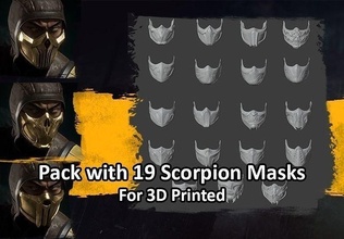 pack 19 skorpion masken maske sterblich kombat mk11 mk null shaokahn mortal cosplay kämpfer spiele diy rüstung samurai raiden ryu goku ninja reptil spielzeuge spiel zubehör 3d print model - Mito3D