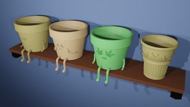pack de 4 macetas spaß plantas kaktus hogar dekoracion komisch topf blumentopf marihuana kegel regalo geschenk haus draussen 3d print model - Mito3D