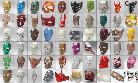 pack 60 3dmodel mask 3d collection face package character head printable 3dprint fashion 3d print model - Mito3D