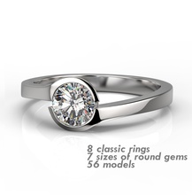 8 klasik modeller paketi takı yüzük yazdırılabilir engagem altın elmas beyaz mücevher düğün cad moda güzellik nişan Gümüş vintag yüzüğü Safir 3d print model - Mito3D