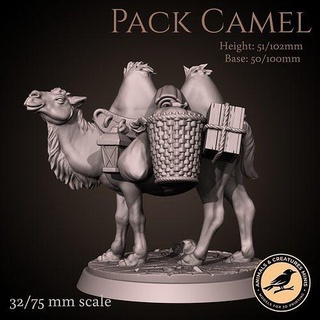 pacco cammello animale creatura viaggio domestico miniatura tavolo dnd e5 32mm 75mm presupposto Stampa stampabile arte sculture 3d print model - Mito3D