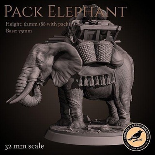 paquete elefante animal criatura viaje miniatura mesa dnd e5 32mm presupuesto impresión imprimible Arte esculturas 3d print model - Mito3D